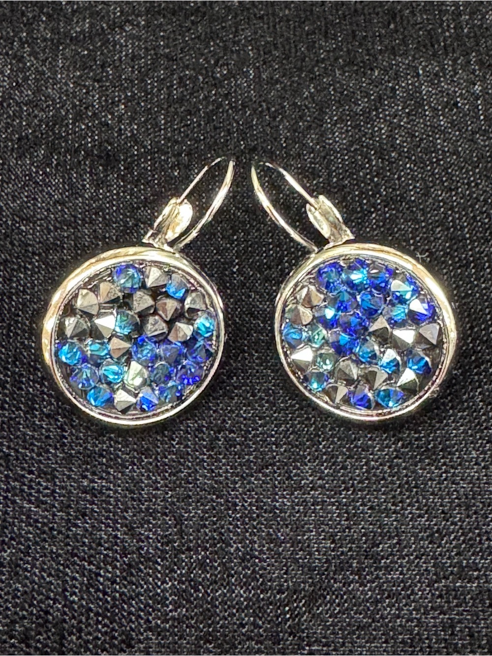 Myka Blue Swarovski Crystal Round Drop Earrings